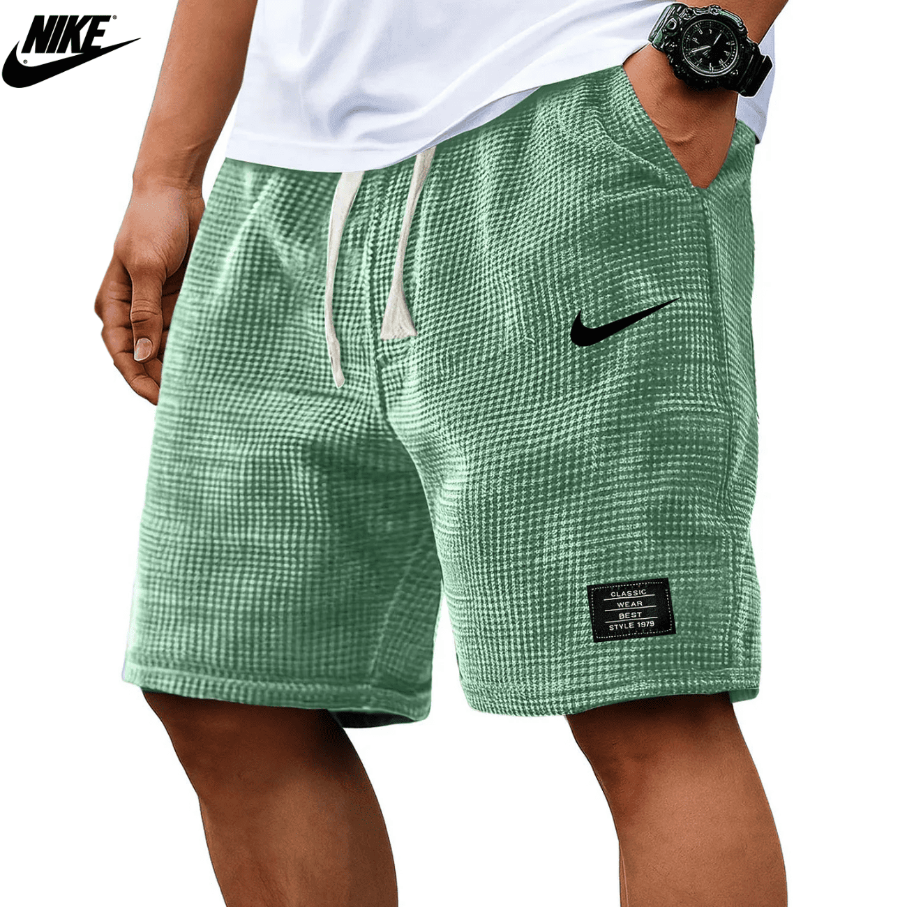 NK®- Textured Waffle Knit Shorts