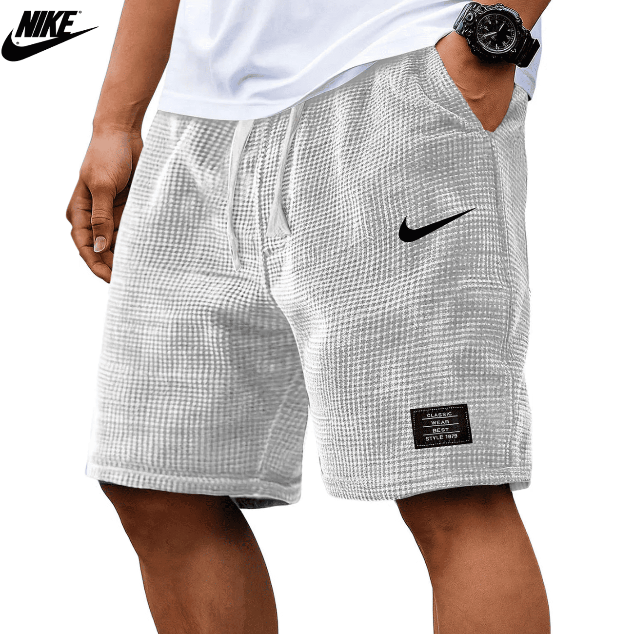 NK®- Textured Waffle Knit Shorts