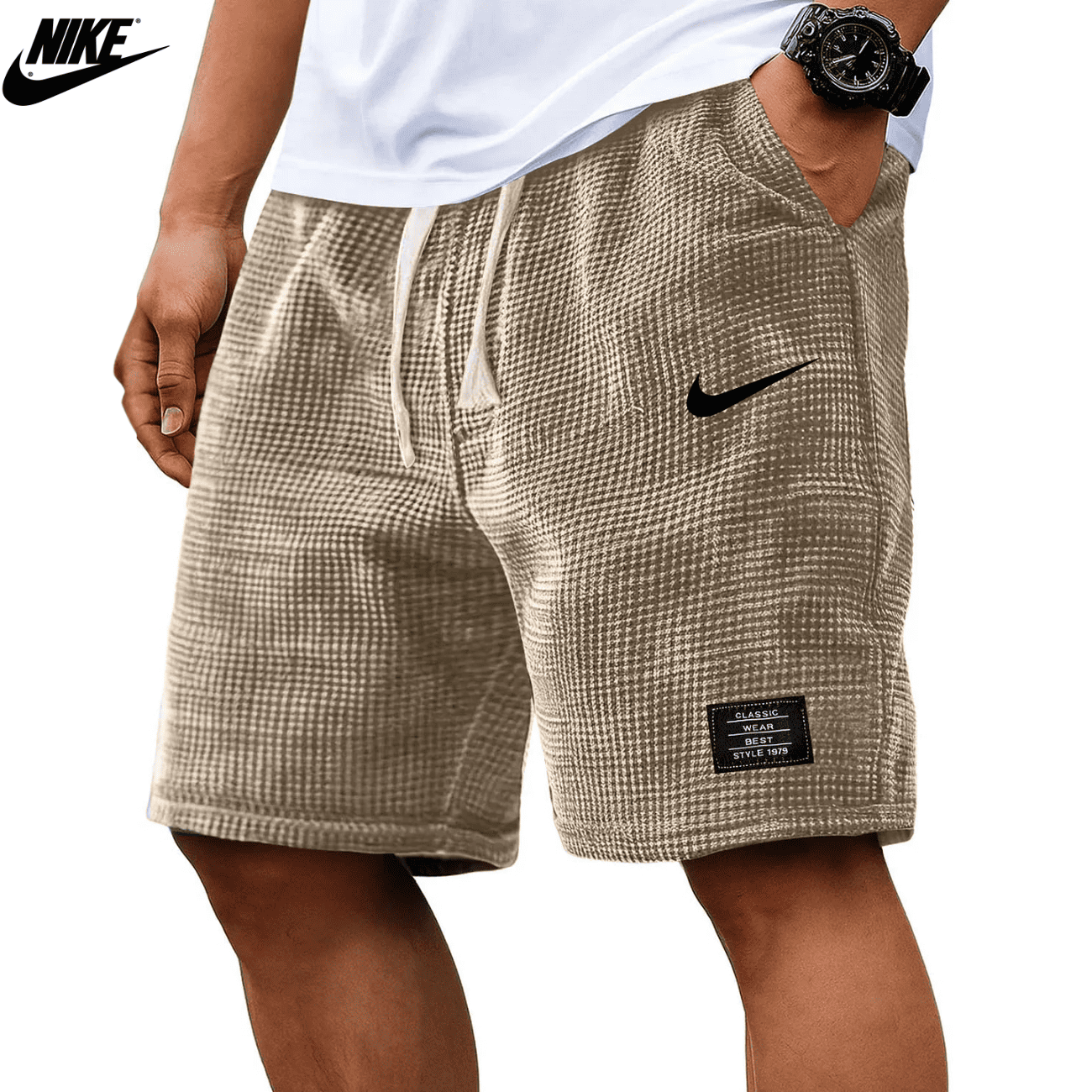 NK®- Textured Waffle Knit Shorts